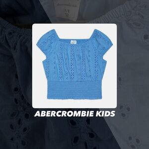 EUC Abercrombie Kids Blue Eyelet Top